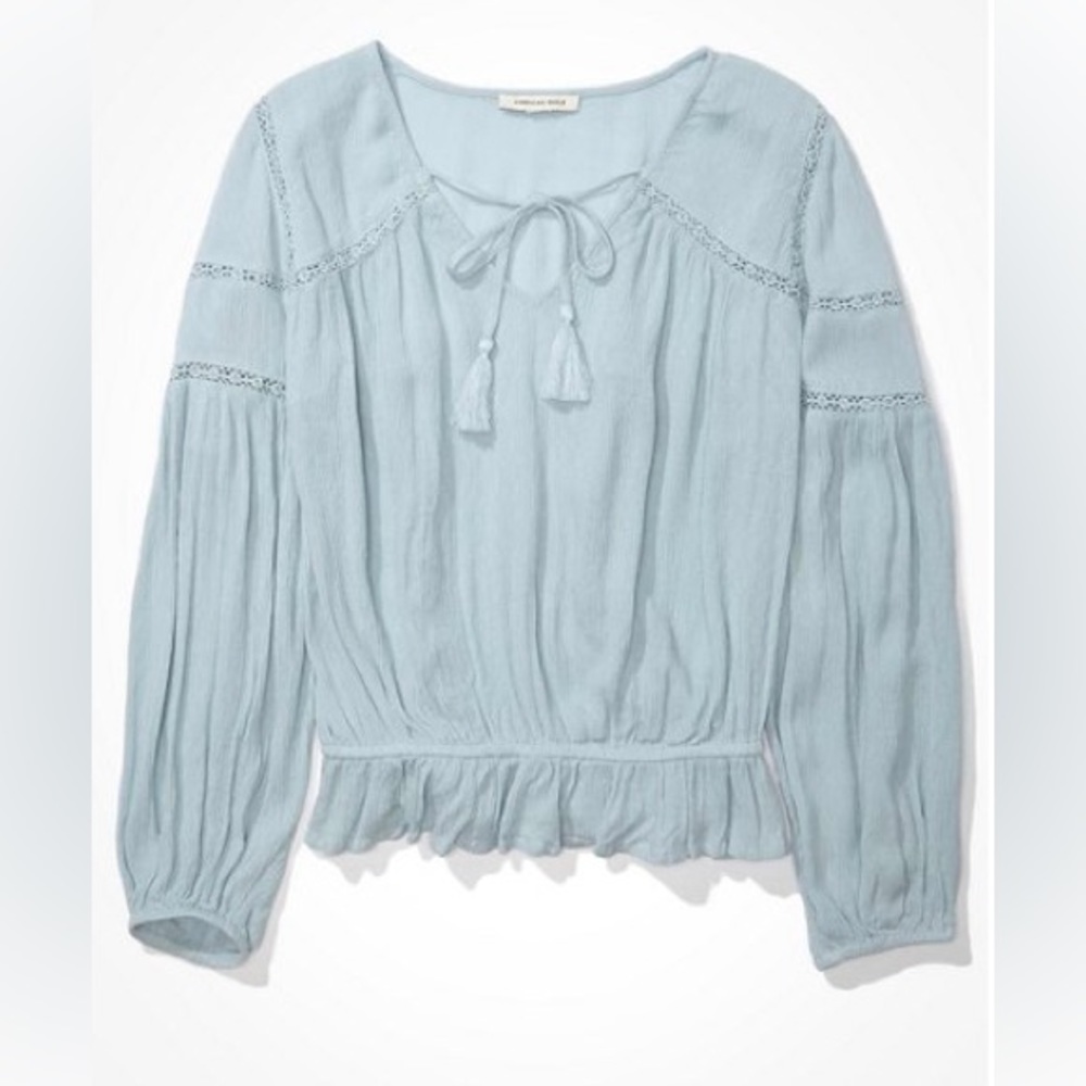 American Eagle Lace Tassel Blouse Like New